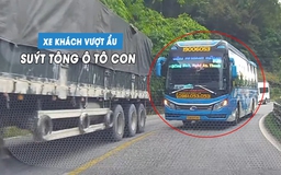 Xe khách lại vượt ẩu trên đèo Bảo Lộc, suýt gây tai nạn đối đầu