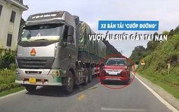 Xe bán tải 'cướp đường' vượt ẩu trên đèo, suýt gây tai nạn đối đầu