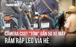 Camera CSGT bắt trọn cảnh gần 50 xe máy rầm rập đi vỉa hè trong 1 phút