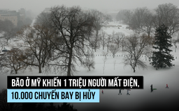 Bão tuyết khiến 1 triệu người mất điện, 10.000 chuyến bay bị hủy ở Mỹ
