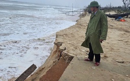 Triều cường dâng cao, bờ biển Mỹ Thủy sạt lở nghiêm trọng