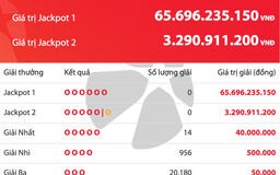 Kết quả xổ số Vietlott Power 6/55 tối 4.4, giải độc đắc tăng 65,6 tỉ đồng