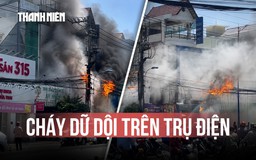  TP.HCM: Cháy dữ dội ở trụ điện trước ngân hàng đường Lương Định Của, người dân hoảng loạn