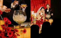 Cô dâu, chú rể trộn bánh tráng thay cắt bánh cưới, tái hiện mối tình 10 năm