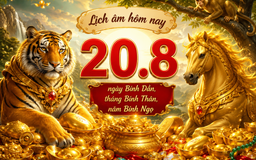 Lịch âm hôm nay 20.8: Ngày Bính Dần, tháng Bính Thân, năm Bính Ngọ có đặc biệt?