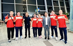 Thứ trưởng Hoàng Đạo Cương úy lạo đội tuyển cầu mây Việt Nam và đội MMA trước ASIAD