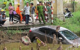 Ô tô lao xuống hồ, nữ tài xế may mắn thoát chết