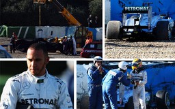 Hamilton gặp tai nạn trong ngày ra mắt Mercedes