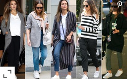 Diễn viên Jessica Alba nghiện đi giày sneaker trắng