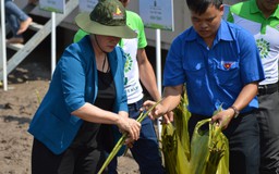 Chủ tịch Quốc hội Nguyễn Thị Kim Ngân trồng cây tại cột mốc số 0 cực Nam Việt Nam