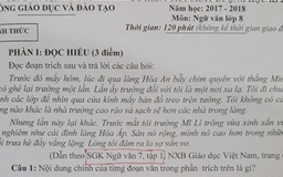 Nhầm kiến thức khi ra đề thi môn Ngữ văn lớp 8 ở Thái Bình