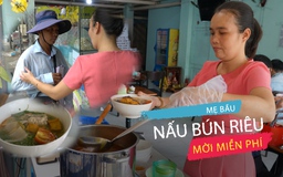 Mẹ bầu Sài Gòn mời người nghèo ăn bún riêu miễn phí: 'Nhiều người tặng vé số'