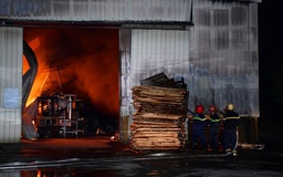 Cháy lớn tại công ty gỗ Hải Phòng, trắng đêm dập lửa