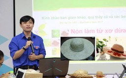 Bạn trẻ làm nón xơ dừa không đụng hàng