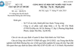 Thu hồi toàn quốc 11 lô thuốc Myomethol nhập khẩu