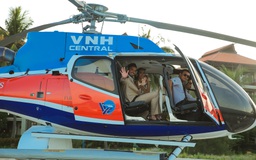 Siêu mẫu Hà Anh dùng máy bay trực thăng để đến lễ thành hôn