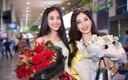 Tiểu Vy mặt mộc ra sân bay đón Phương Nga thi 'Miss Grand International 2018' trở về