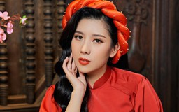Hoa hậu Dương Yến Nhung rạng rỡ trong tà áo dài xuân