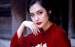 Hoa hậu Nông Thúy Hằng sắc sảo trong tà áo dài tết