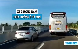 Bức xúc xe khách giường nằm đánh võng, chèn đường ô tô con trên cao tốc