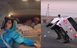 Hết trò, dân chơi Ả Rập lái ô tô bằng 2 bánh dọa phụ huynh