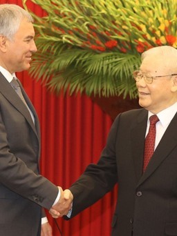 Tổng Bí thư Nguyễn Phú Trọng tiếp Chủ tịch Duma Quốc gia Quốc hội Liên bang Nga