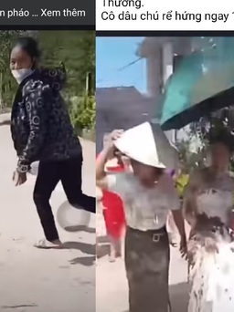 Xôn xao clip cô dâu, chú rể bị hất chất bẩn vào người trong lễ đón dâu