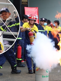 Học sinh TP.HCM thực hành thoát hiểm trong hỏa hoạn và chữa cháy