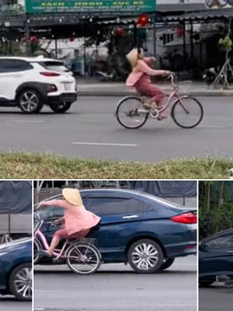 Bác tin đồn người phụ nữ 'phóng xe đạp ngược chiều ăn vạ ô tô' ở TP.HCM