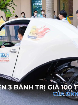 Độc đáo xe ô tô điện 3 bánh trị giá 100 triệu đồng của sinh viên HUTECH
