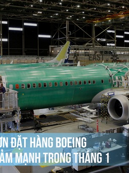 Đơn đặt hàng Boeing giảm mạnh trong tháng 1