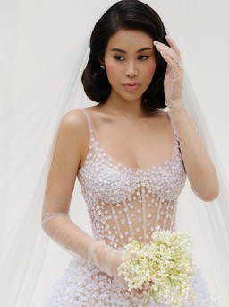 Fashionista Tiên Nguyễn mặc váy cưới Việt trên tạp chí thời trang Ý