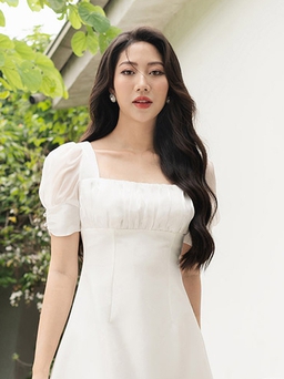 Đầm cổ vuông tay phồng nâng tầm phong thái quý cô