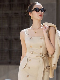 Biến hóa sự nữ tính, nâng tầm nét duyên với đầm kaki