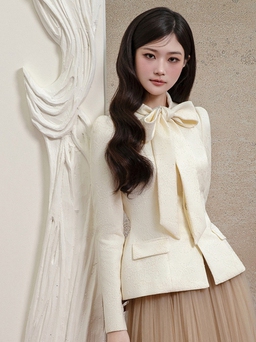 Phối áo khoác ngắn và váy dài đi chúc tết đầu năm