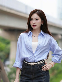 Phong cách trang nhã với áo sơ mi xanh pastel