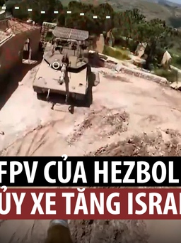 Xe tăng Merkava tối tân của Israel bùng cháy sau đòn UAV tự sát của Hezbollah