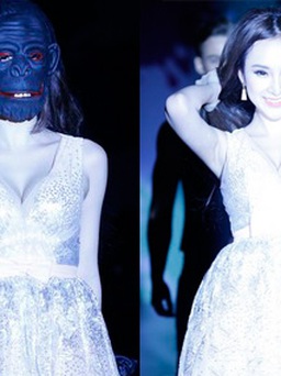 Angela Phương Trinh đeo mặt nạ ghê rợn làm vedette trên sàn catwalk