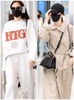Jennie và Song Hye Kyo đọ sắc thời trang “thùng thình” tại sân bay