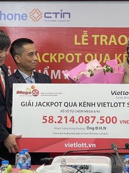 Cán bộ về hưu trúng thưởng Jackpot Mega 6/45 trị giá 58.2 tỉ đồng qua Vietlott SMS
