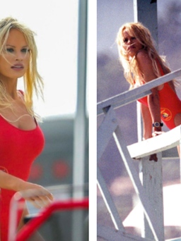 Lily James mất nhiều giờ để hóa trang thành 'bom sex' Pamela Anderson