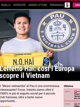 Báo Ý La Gazzetta dello Sport bất ngờ quan tâm tới Quang Hải ở Pau FC