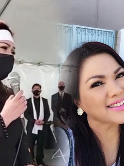 Vợ Chí Tài bật khóc hát tiễn biệt chồng