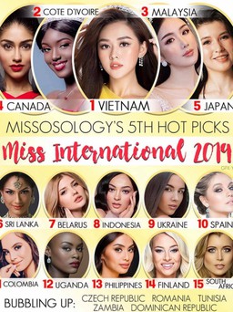 Á hậu Tường San được dự đoán đăng quang 'Miss International 2019'