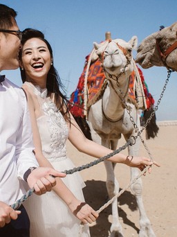 Hoa hậu Ngọc Hân chụp ảnh cưới tại kim tự tháp