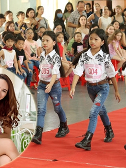 Hoa hậu Ngọc Diễm dắt con gái đến casting Tuần lễ thời trang trẻ em châu Á