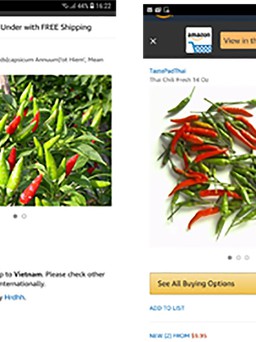 Ớt Việt được rao bán trên Amazon 670.000 đồng/kg