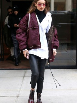 “Học lỏm” bí quyết phối đồ với giày combat boots của Gigi Hadid