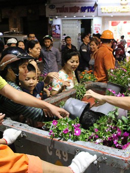 Đường hoa Nguyễn Huệ bế mạc, hoa bỏ trong xe rác cũng được người dân đem về