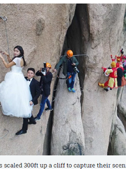 Cặp đôi đu người chụp ảnh cưới trên vách núi 100 m
